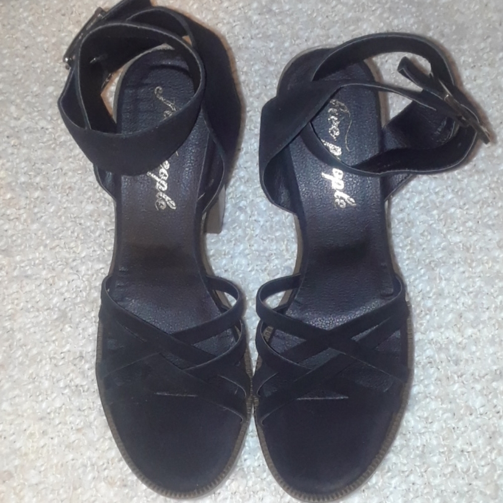 Free People Lanely Suede Platform Heels Black 39 - Picture 10 of 16
